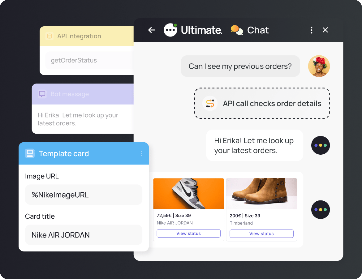 An API call integrated right into the chat to provide personalized, automated support.