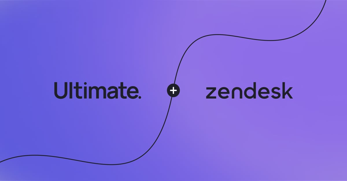 The Ultimate and Zendesk logos on a purple gradient background.