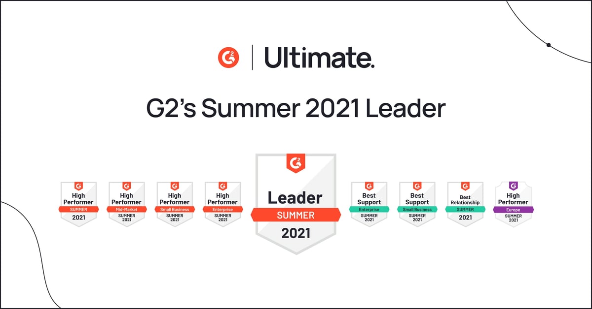 The Ultimate and G2 logos with the summer badges.